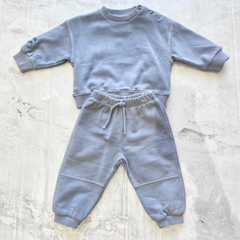 Baby Boy Sets | 2PCS: Organic Cotton Sweatsuit- Blue | Play Up