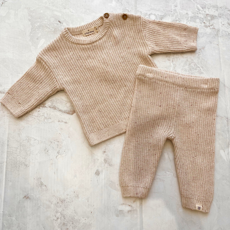 Baby Unisex Sets | 2PCS:  Sweater Set- Ecru Melange | BABYFACE