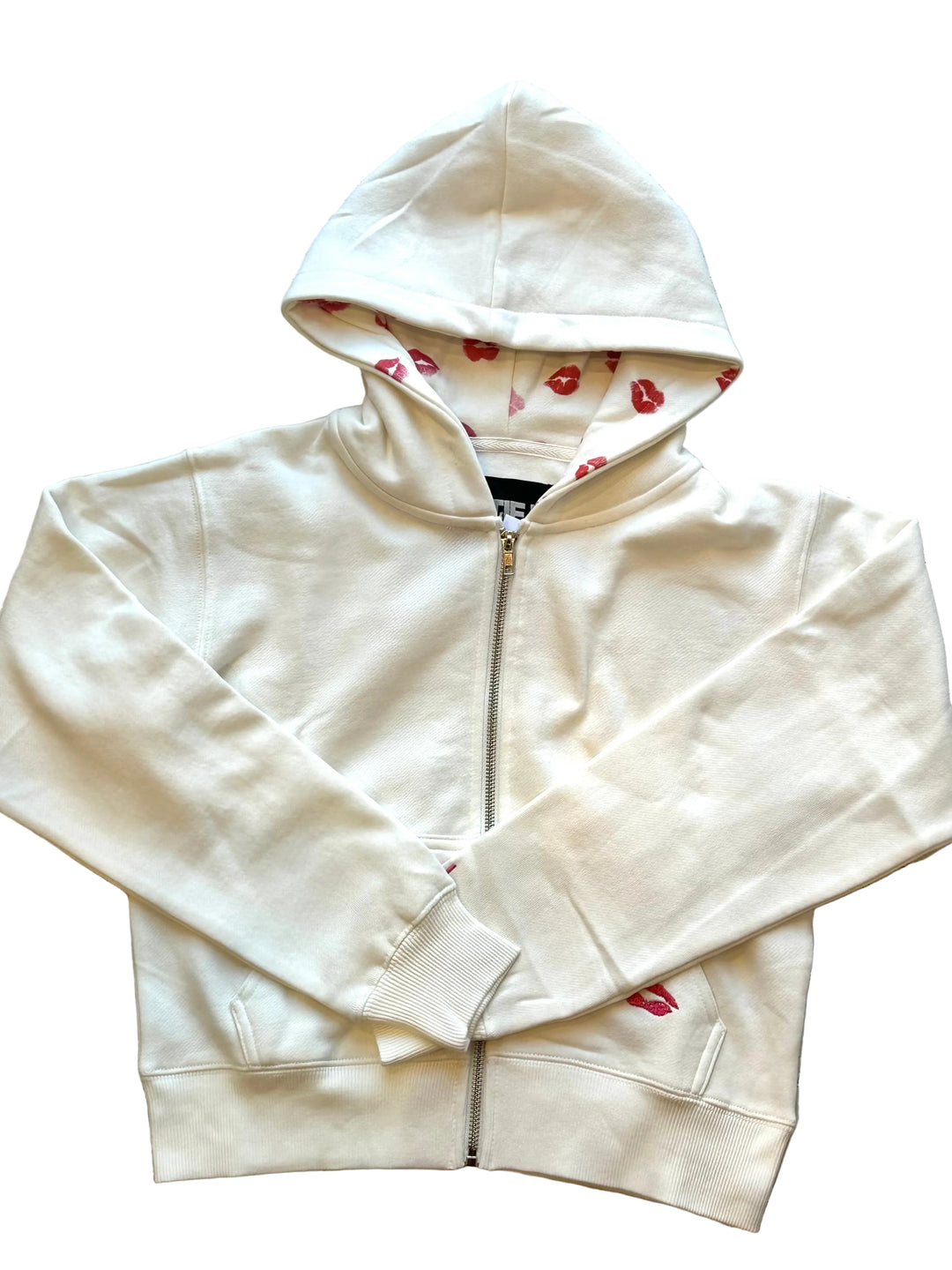 Tween Sweater | Cody Zip Hoodie - White with Lips | Katie J NYC