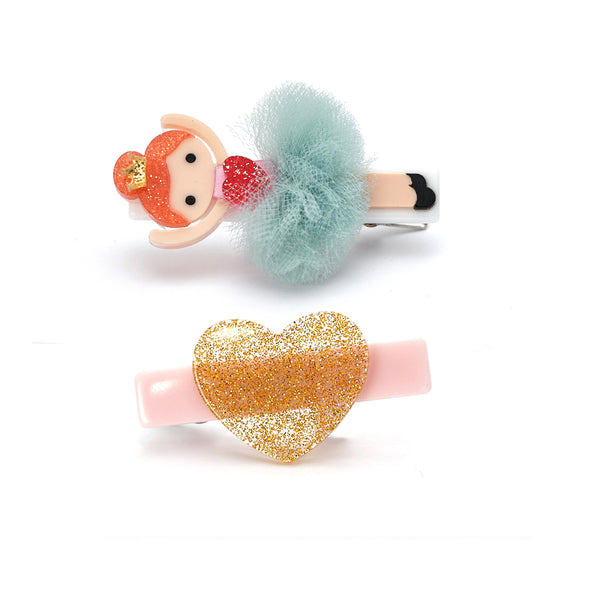 Clip Set | Ballerina Glitter Heart - Mint Tutu | Lilies and Roses NY