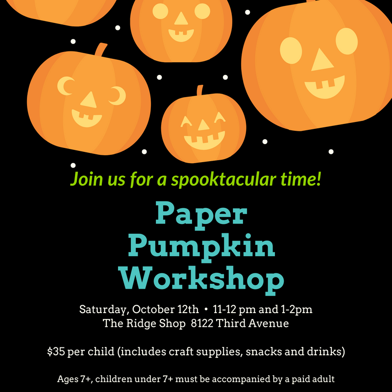 Event | Paper Pumpkin Workshop - Oct 12th | The Ridge Shop