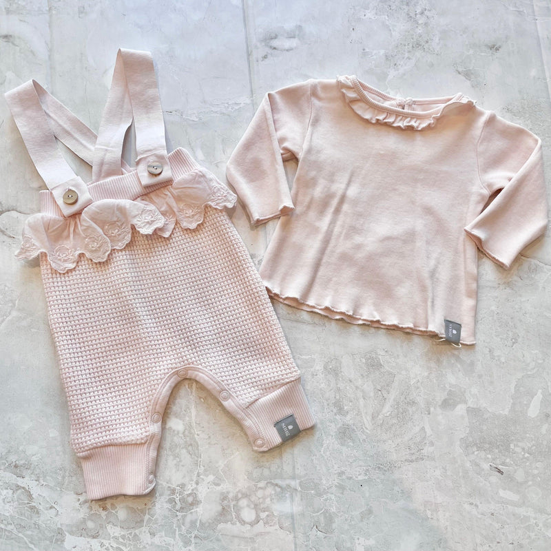 Baby Girl Sets | Overalls and Long Sleeve Top - Light Pink | Snug