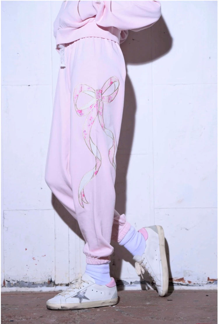 Tween Girl Bottoms | Dylan Sweatpants - Bow Applique | Katie J NYC