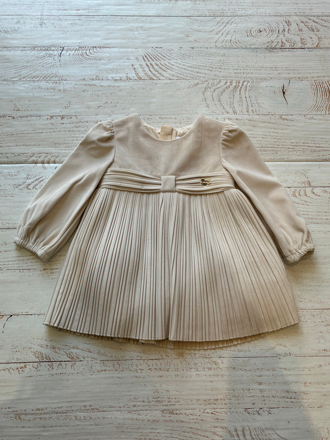 Girls Dresses | Velvet Pleated Dress - Ivory | Mayoral