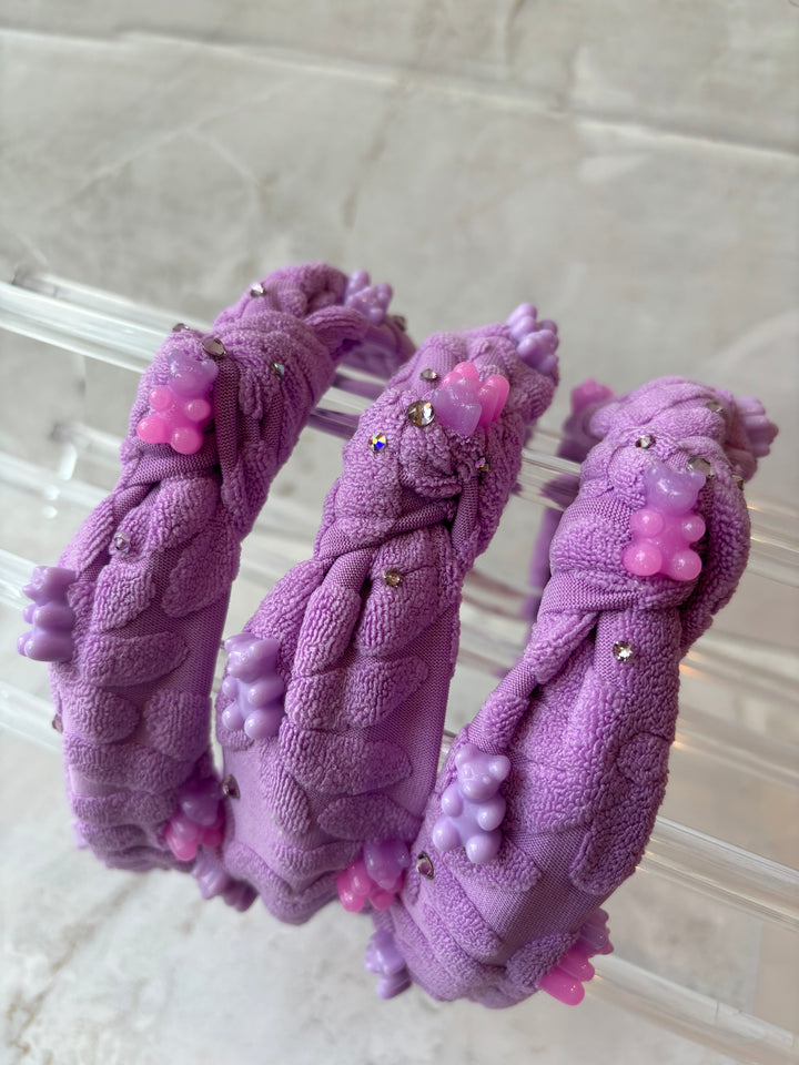 Headband | Terry Knot Headband with Gummy Bears- Purple | Bari Lynn Accessories