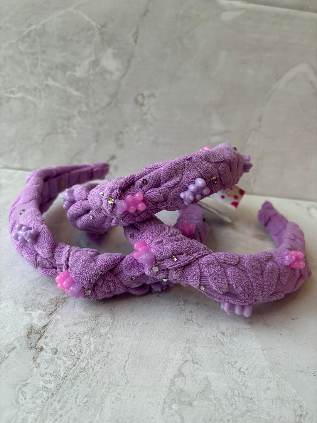 Headband | Terry Knot Headband with Gummy Bears- Purple | Bari Lynn Accessories