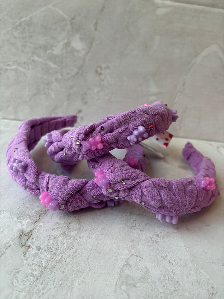 Headband | Terry Knot Headband with Gummy Bears- Purple | Bari Lynn Accessories