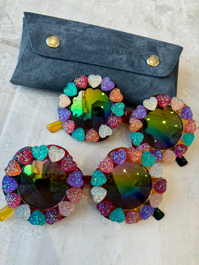 Girls Sunglasses | Round Crystallized Heart | Bari Lynn Accessories