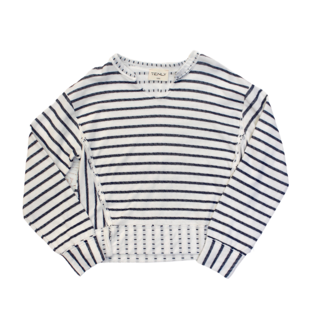 Tween Sweater | Cropped Sweater - Indigo Storm Stripe | Tenly