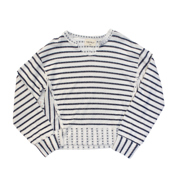 Tween Sweater | Cropped Sweater - Indigo Storm Stripe | Tenly