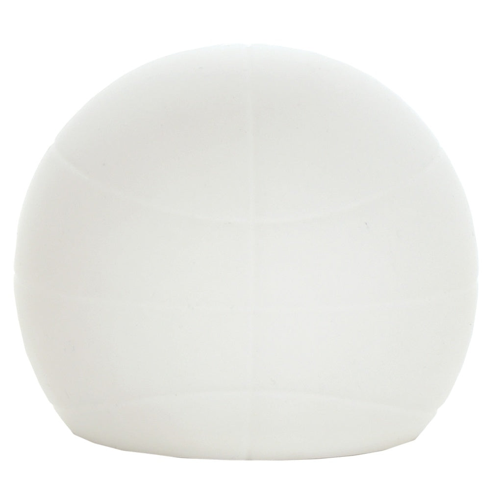 White spherical object on a white background