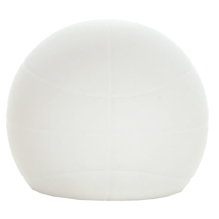 White spherical object on a white background