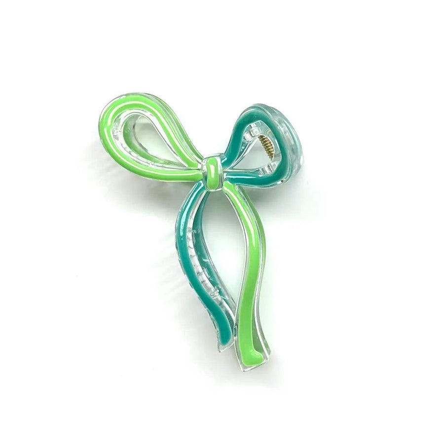 Green and Aqua Bow Claw Clip from Iconic Mi.