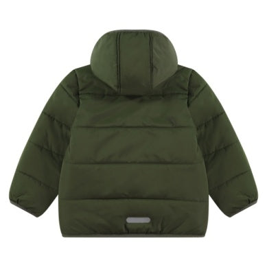 Reversible side of Babyface Winter Jacket- all green puffer