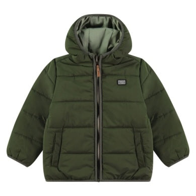 Reversible side of Babyface Winter Jacket- all green puffer