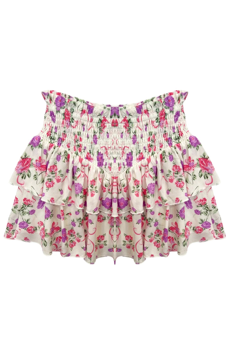 Katie J NYC Winter White Bow Floral Skirt.