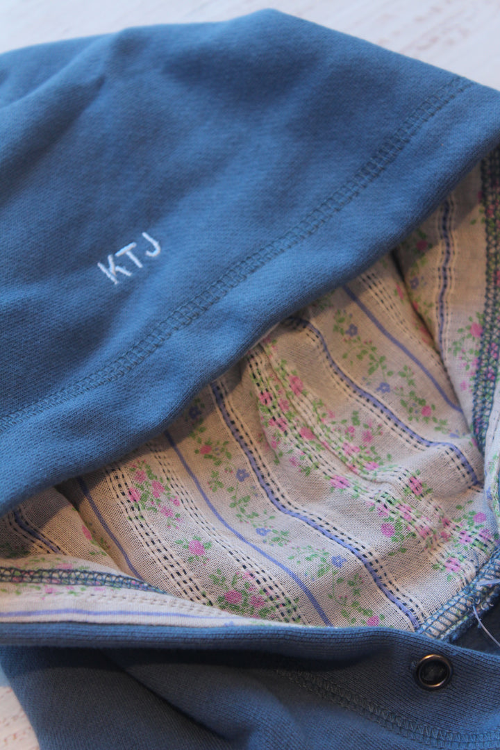 Tween Sweater | Ryan Hoodie- Denim Blue Vintage Floral | Katie J NYC