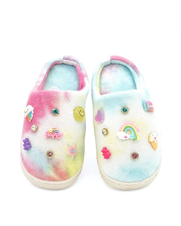 Bari Lynn Kids Tie Dye Charm Slippers