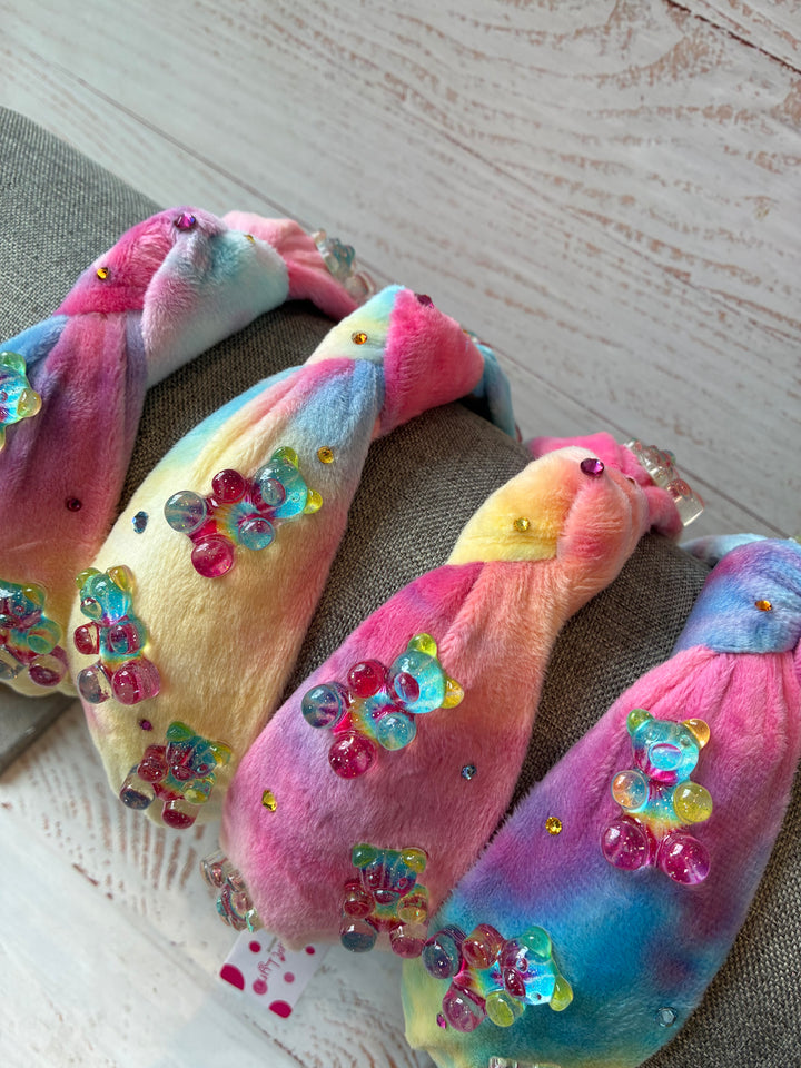 Headband | Tie Dye Velour Knot Headband with Large Gummy Bears | Bari Lynn Accessories