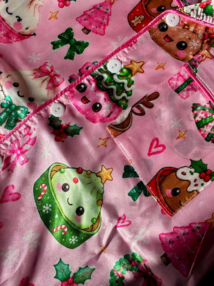 Girls Sets | Loungewear Set- Dumpling Christmas Print | Tweenstyle