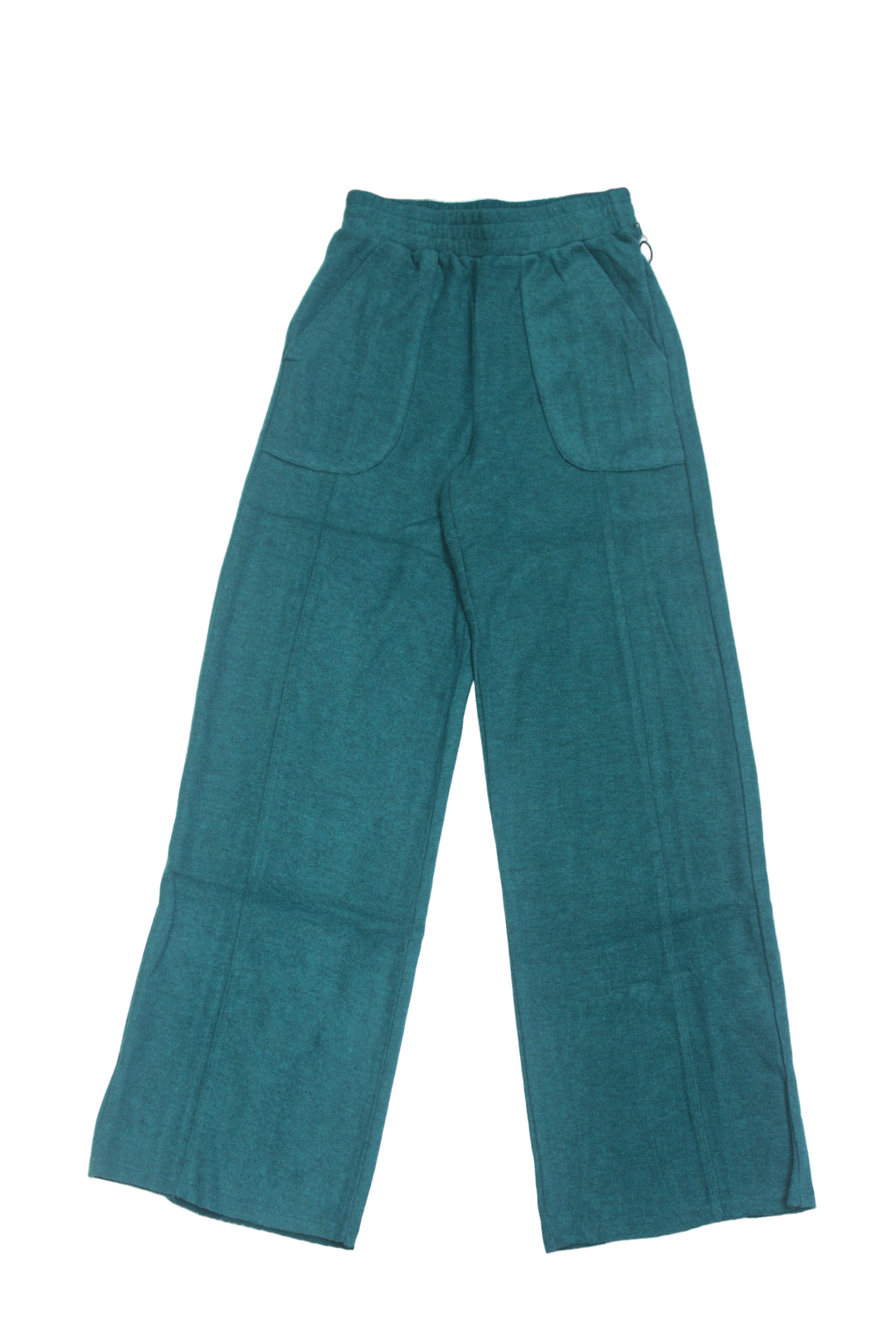 Teal pants on a white background