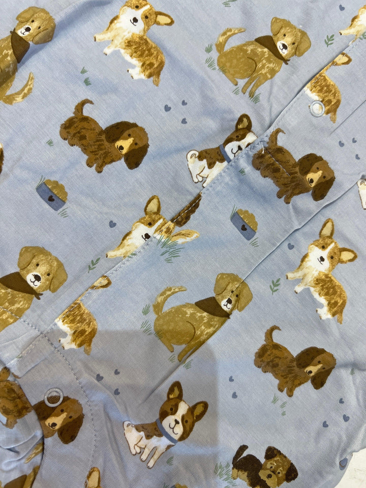 Baby Boy Jumpsuits and Rompers | Shortie Romper: Best Friends Dogs - Blue | Angel Dear
