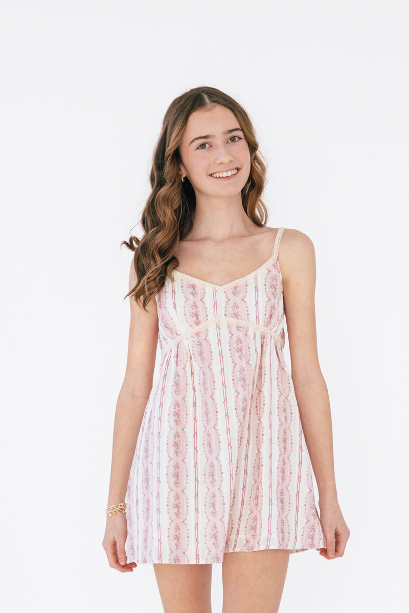 Tween Dresses | Bloom Dress- Pink Cottage Stripe | Katie J NYC