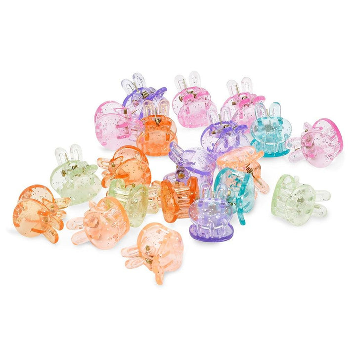 another picture of the small sparkly bunny clips that come inside the carrot container. 