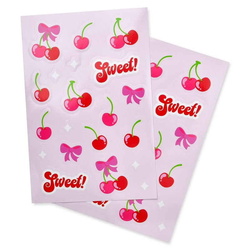 two pages of stickers cherry themed