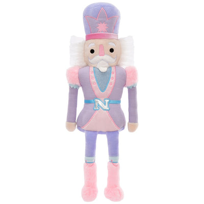 nutcracker plush with purple hat and pink and purple outfit