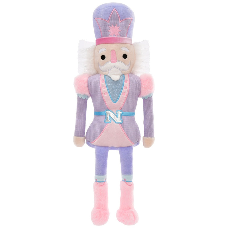 nutcracker plush with purple hat and pink and purple outfit