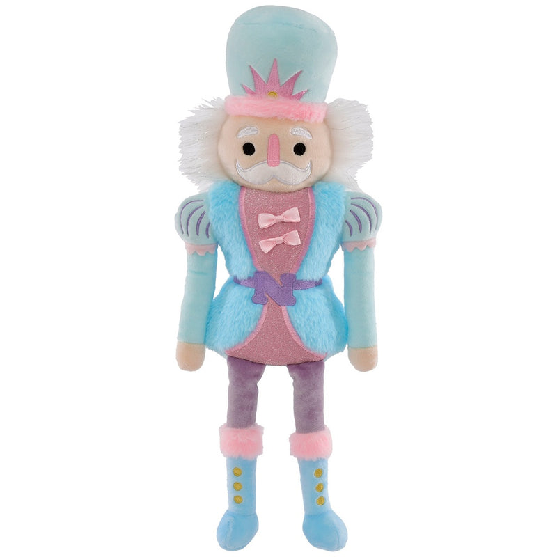 nutcracker plush that is pink, blue and purple with fluffy hair