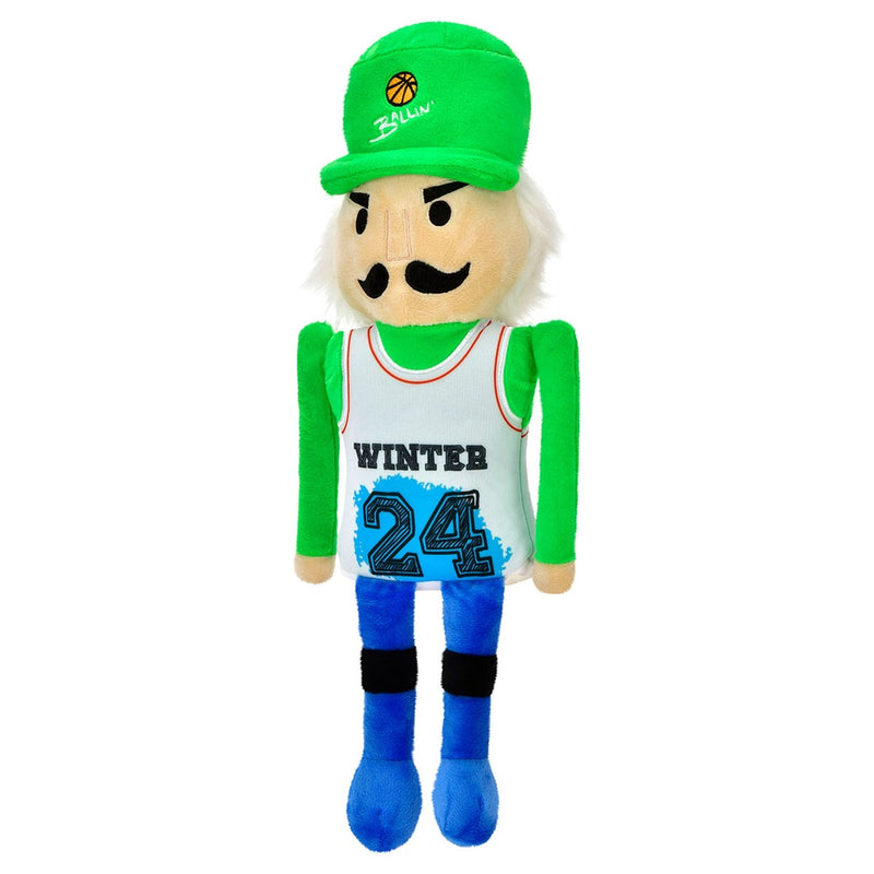 Corey Paige Ballin Nutcracker Plush that is in green with jersey that states Winter.