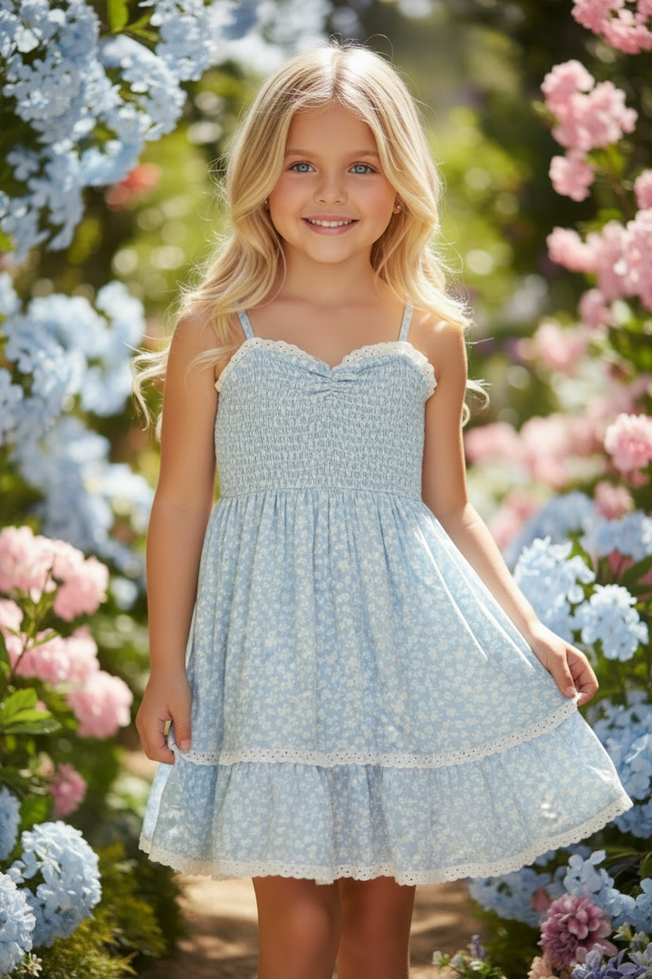 Tween Dresses | Dana Dress- Blue Ditsy Floral | Katie J NYC