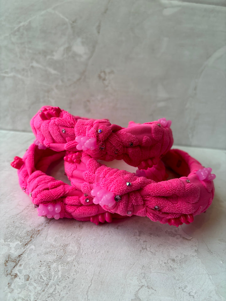 Headband | Terry Top Knot Headband with Gummy Bears- Hot Pink| Bari Lynn Accessories