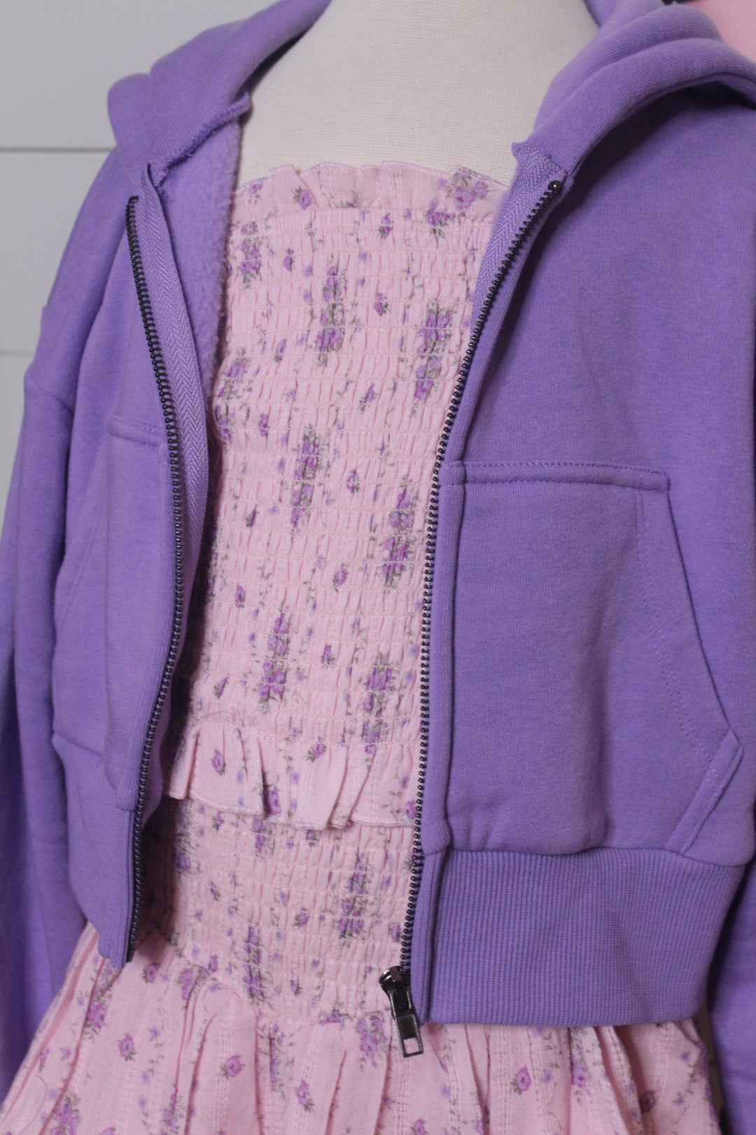 Tween Sweater | Dylan Crop Zip Hoodie- So Violet | Katie J NYC