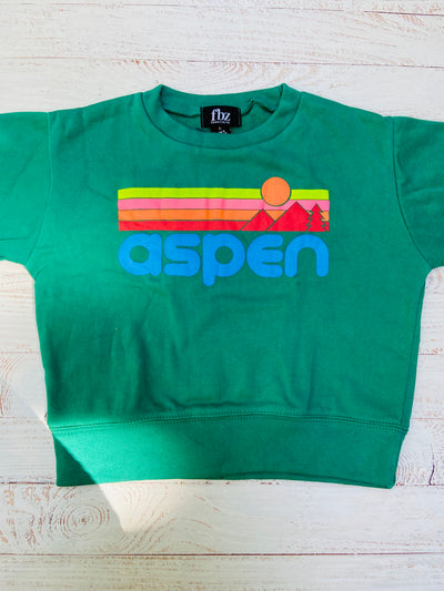 Aspen logo on sweatshirt from Flowers by Zoe