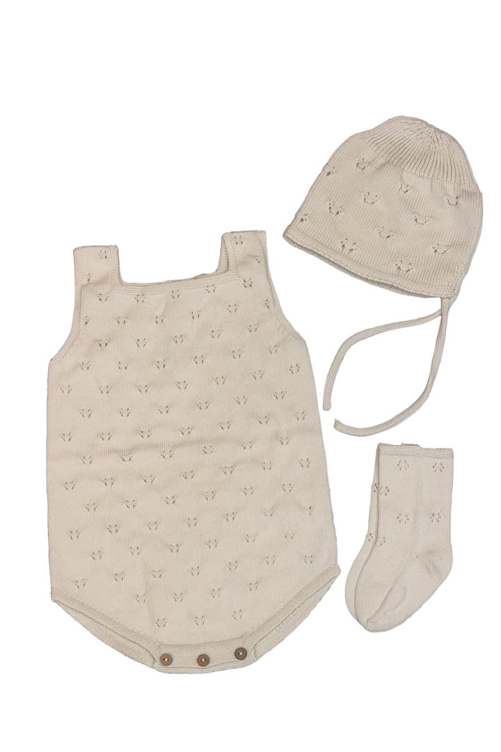 Baby Unisex Jumpsuits and Rompers | Knit Bubble- Cream | Li and Me