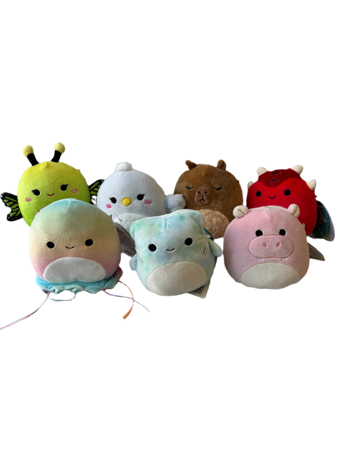 Set of colorful animal plush toys