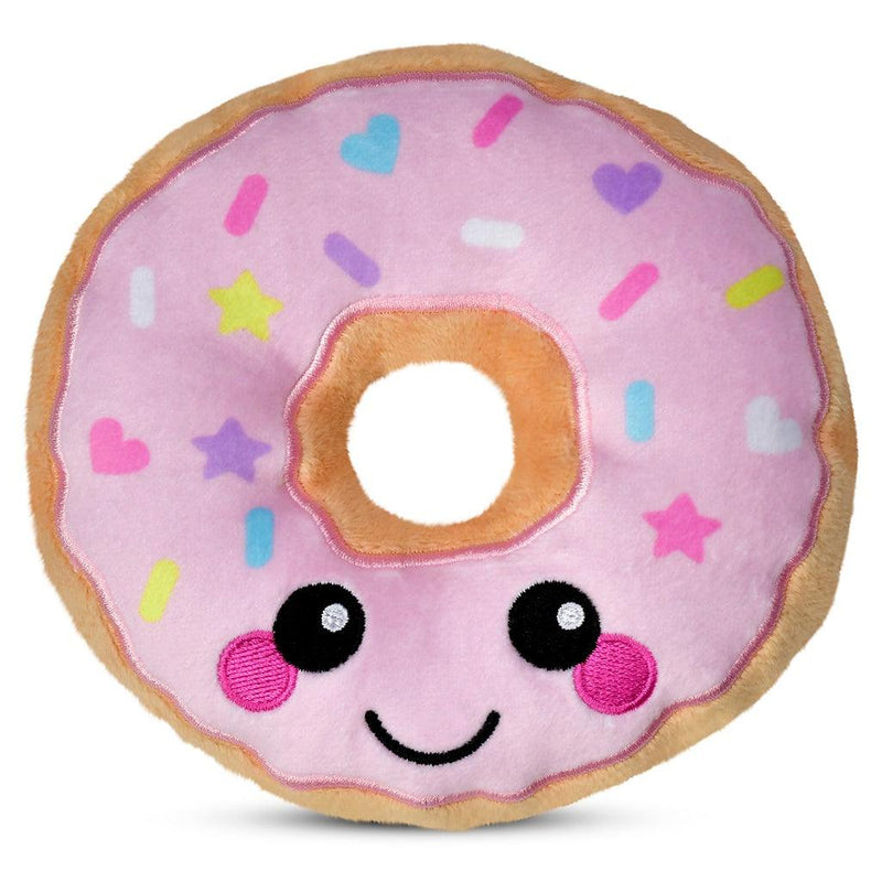 stuffed pink donut with sprinkles and a smiley face !