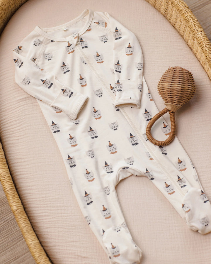 Baby Unisex Footie | Bamboo Zip Footie- Costume Kittens | Quincy Mae