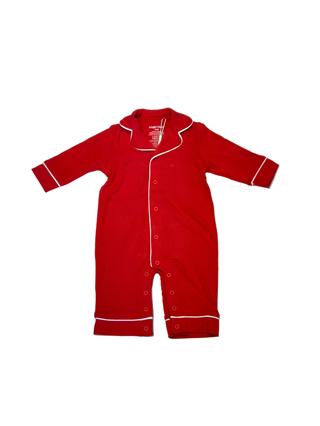 Baby Boy Jumpsuits and Romper | Long Sleeve Coat Style Romper- Ribbon Red | Angel Dear
