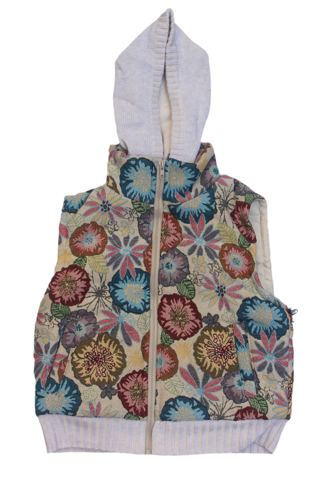 Tween Sweater | Tapestry Hoodie Vest- Floral Tapestry | Tenly
