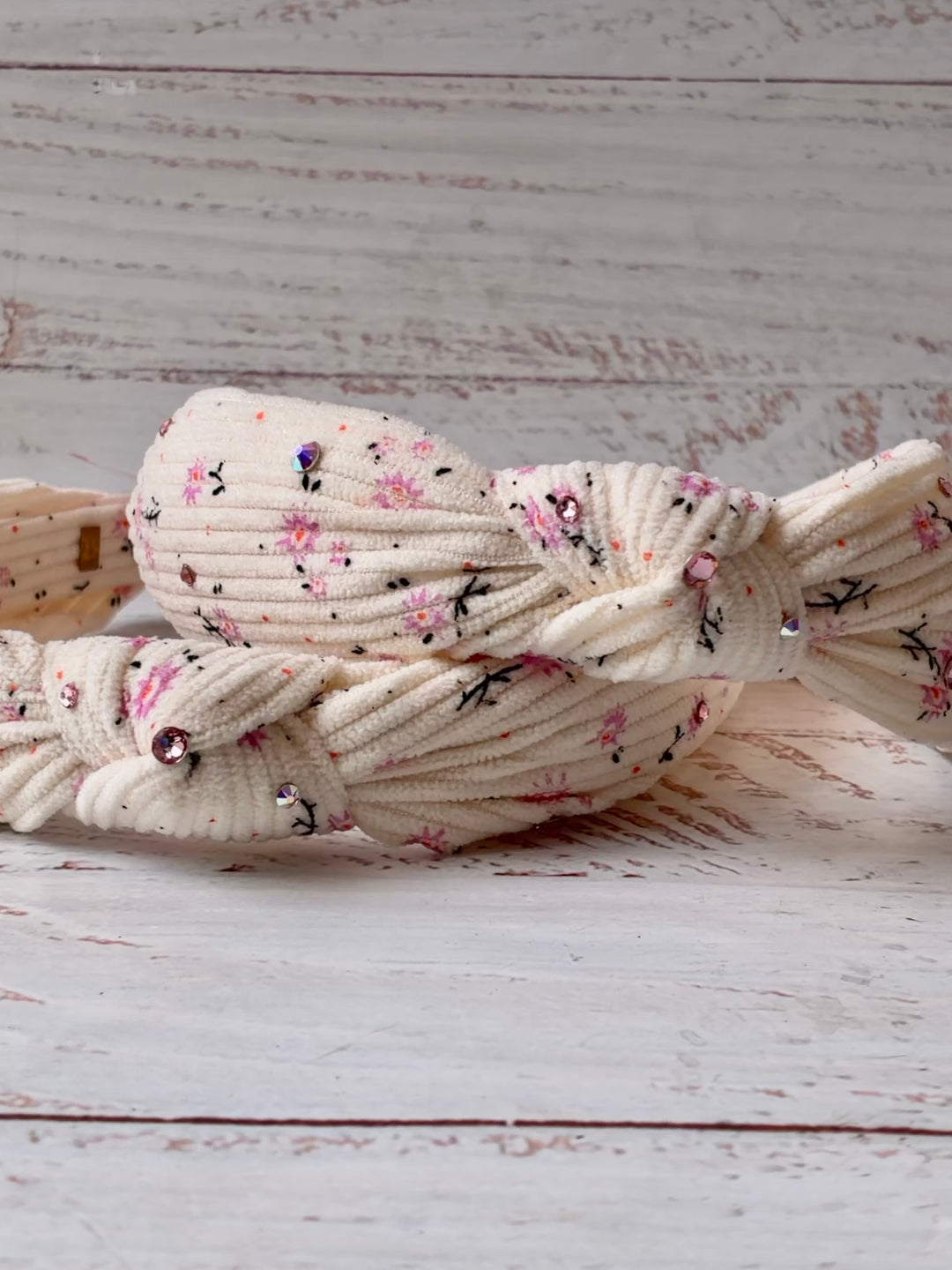 Headband | Ribbed Ivory Floral Headband | Bari Lynn Accessories