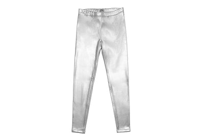 Glitter Metallic Silver Legging with Elastic Waist from MIA New York.