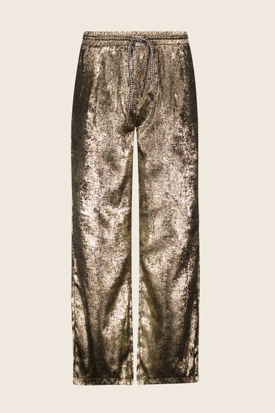 Fenya Gold Lurex Pant with Drawstring and elastic waist from Like Flo