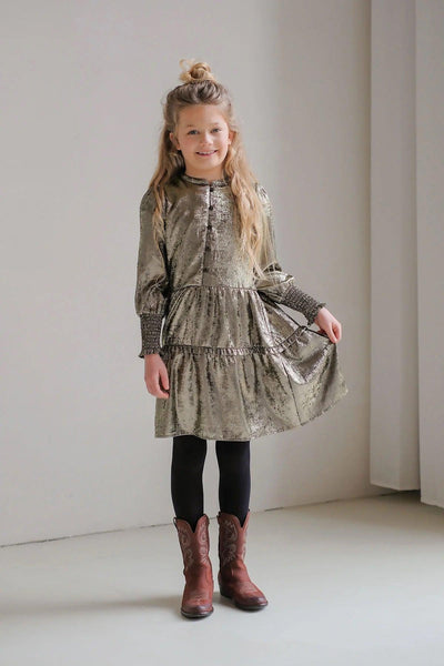 Tween Dresses | Mila Gold Lurex Dress | Like Flo