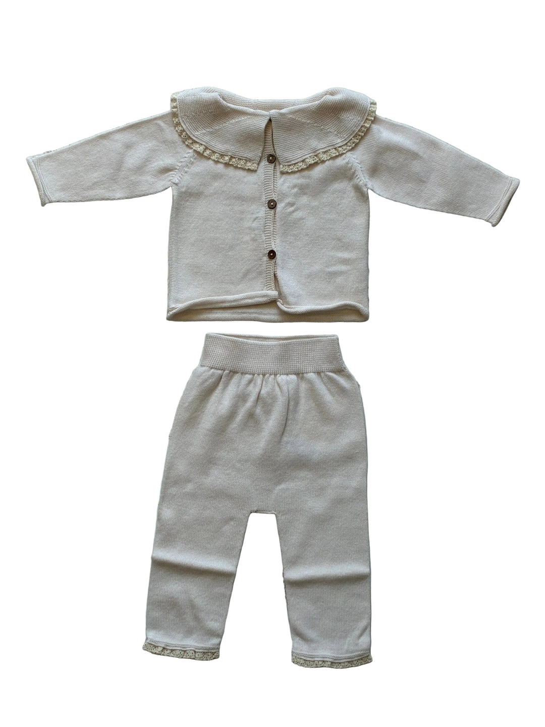 Baby Girl Sweater | Knit Collared Top- Cream | Li and Me