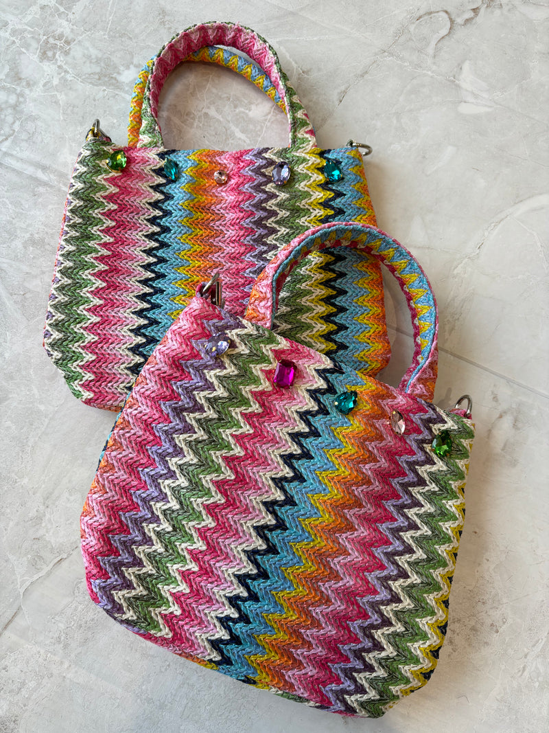 Handbags | Raffia Jeweled Crossbody | Bari Lynn Accessories