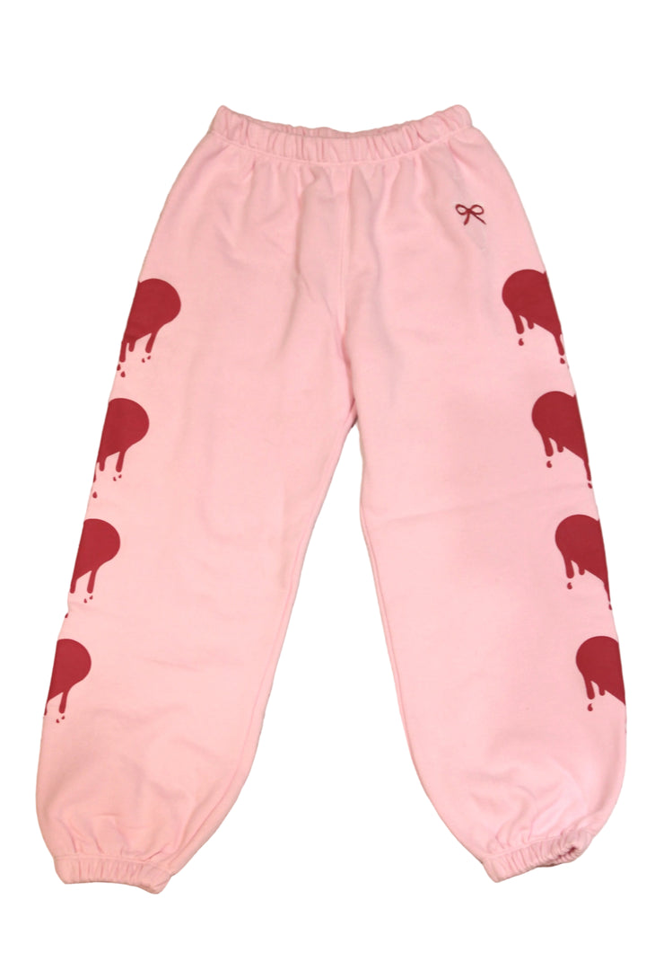 Tween Bottoms | Shane Sweatpants - Valentines True Pink/Red | Katie J NYC